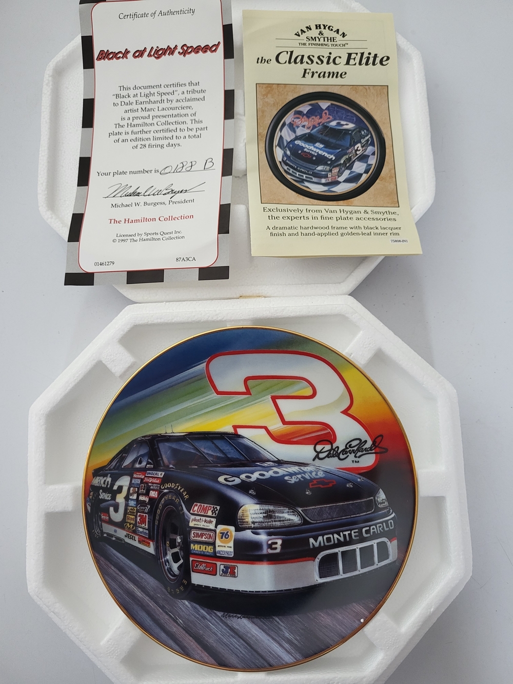 Dale Earnhardt Sr Black at Light Speed Vintage 1997 Hamilton Collector Plate #3